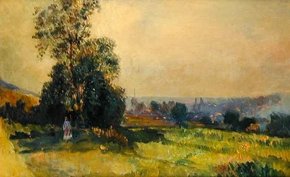 Jeune fille dans un paysage