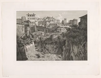 Vue de Tivoli, avec le temple de Vesta au loin