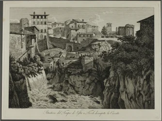 Scène du temple de Vesta à Tivoli face aux cascades