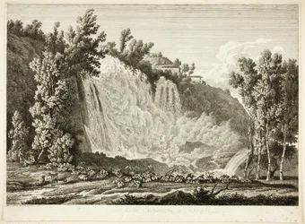 Cascade au-dessus de Tivoli, de Malerisch radirte Prospecte aus Italien