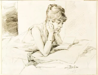 Une jeune femme en train de lire