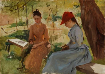 Jeunes filles confectionnant des guirlandes - les sœurs de l
