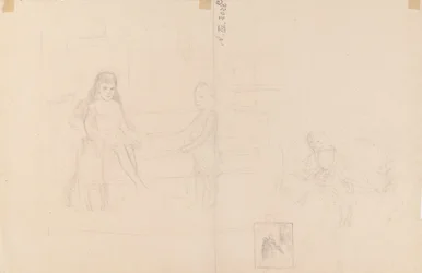 Esquisse représentant Michel et Xénia, les enfants du tsar Alexandre III