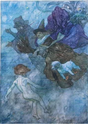 Tous criant et hurlant à lui "regarde devant, regarde seulement devant", de The Water Babies publié par Humphrey Milford Oxford University Press, c.1930