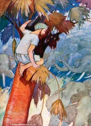 Ils se sont approchés de mon arbre. "Les éléphants se sont approchés de mon arbre et l