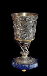 Coupe en porphyre en argent et porcelaine réalisée par Albert Ernest Carrier-Belleuse (1824-1887)