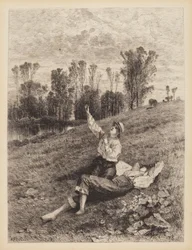 Sans titre (Garçons faisant voler un cerf-volant)