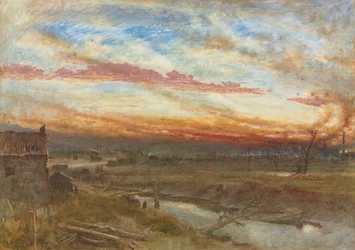 Coucher de soleil dans les districts industriels
