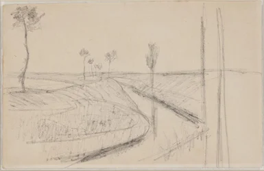 Paysage avec un large fossé ou canal
