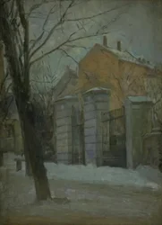 La porte du cimetière Assistens à Copenhague. Hiver