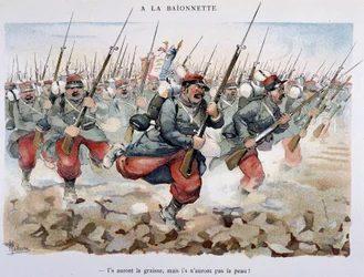 À la baïonnette - dans "Album militaire" par Albert Guillaume (1873-1942), vers 1900