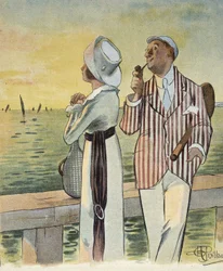 Flirt au crépuscule - dessin d