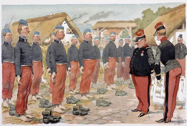 La revue des pieds - dans « Album militaire » par Albert Guillaume (1873-1942), vers 1900