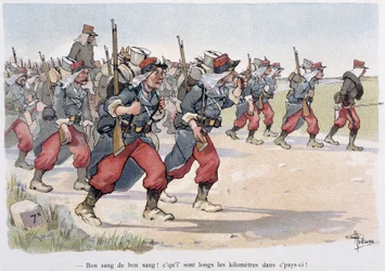 Régiment en marche - dans « Album militaire » par Albert Guillaume (1873-1942), vers 1900