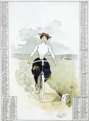 Femme à bicyclette - dessin de Guillaume, calendrier