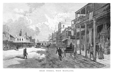 High Street, West Maitland, Nouvelle-Galles du Sud, Australie, 1886
