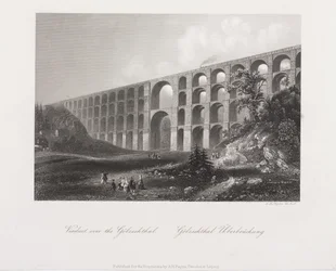 Viaduc sur le Golzschthal, Saxe, vers 1840