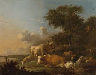 Paysage avec bétail