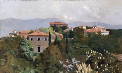 Maisons au sommet de la colline à Trieste, vers 1889