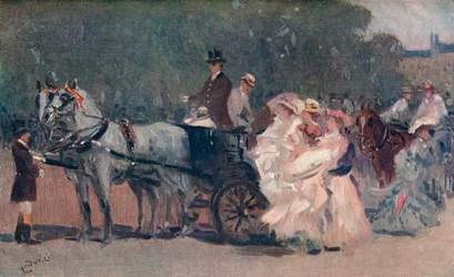 Tulle blanc et rose - Dans le parc, c. 1900