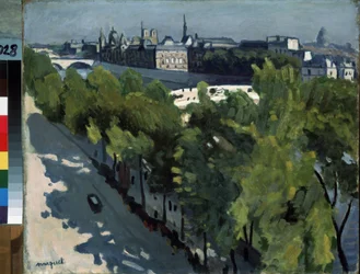 Le quai du Louvre et le Pont Neuf à Paris. L