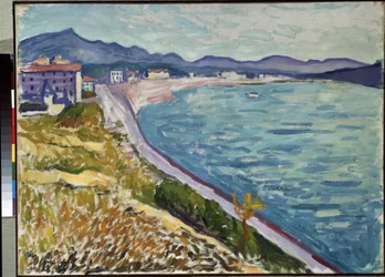 "Saint Jean de Luz" Vue de la côte basque à Saint-Jean-de-Luz (Pyrénées-Atlantiques). Peinture de Pierre-Albert Marquet