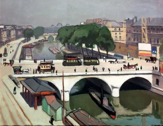 Pont Saint-Michel à Paris. Quai des Grands Augustins, 1908