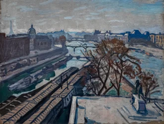 Vue de la Seine et du monument à Henri IV