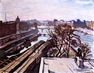 Vue de la Seine et du monument à Henri IV