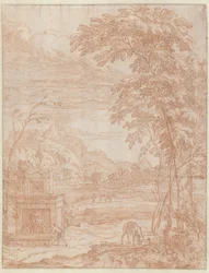 Paysage italianisant avec une fontaine