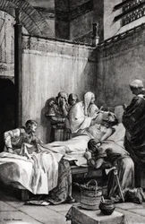 Mort de Clovis Ier des Francs à Paris le 27 novembre 511 - Mort de Clovis - dessin par Albert Maignan (1845-1908)