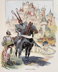Arrivée à la capitale - dans « Voyages de Gulliver » par Swift, ill. par Robida