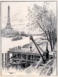 Début des travaux de reconstruction architecturale du vieux Paris médiéval, sur les rives de la Seine, pour l