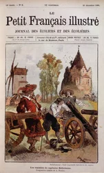 Bellehumeur avait improvisé fabricant de canon - La timidité du capitaine Bellormeau par Robida. Couverture de « Le Petit Français Illustré » du 30/12/1899