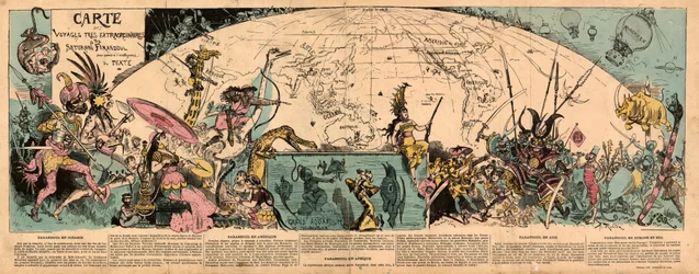 Carte des voyages très extraordinaires de Saturnin Farandoul