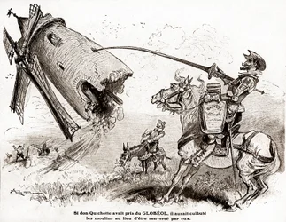 Don Quichotte pour une publicité pour le Globeol fortifiant, vers 1916 (illustration)