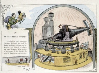 Canon futuriste - dans "La guerre au vingtième siècle" par Robida