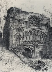 La fontaine des carmélites à Morlaix - La vieille France - La Bretagne - texte, dessins et lithographies, par Albert Robida (1848-1926) fin 19ème siècle