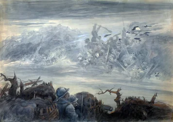 Le combat des ombres : poilus dans une tranchee imaginer un assaut par des soldats fantômes
