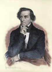 Portrait de Giacomo Meyerbeer, compositeur allemand. Dessin par Albert Rosenthal