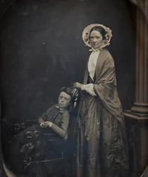 Sans titre (Une femme en bonnet et châle, avec son fils assis), c. 1850