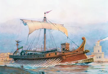 Navire de l’époque impériale romaine quittant l’arsenal