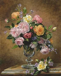 Roses dans un vase en verre
