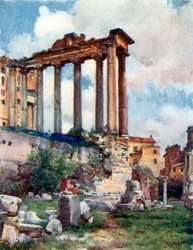 Temple de Saturne depuis la Basilique Julia dans le Forum