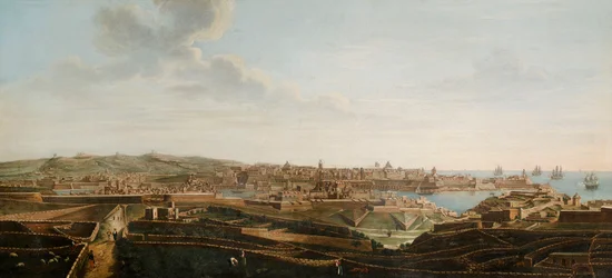 Une des sept vues de La Valette, Malte et ses environs, c. 1753