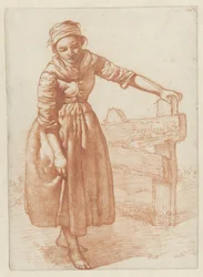 Fille debout, près d