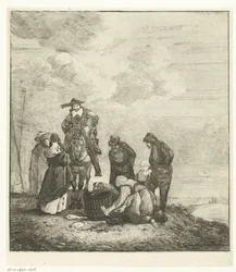 Poissonnière avec clients sur la plage