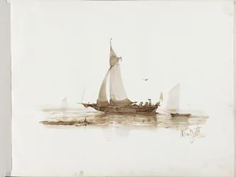 Voilier avec des figures sur l