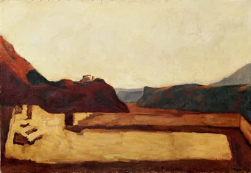 Am Kalvarienberg bei Bozen - Calvaire près de Bolzano, Italie (peinture sur toile)