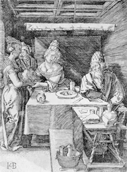Salomé présentant la tête du Baptiste à Hérodiade, gravée par Jacob Binck (gravure)